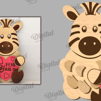 Intra απο ξύλο plywood 3mm-4mm πάχος – Valentine Zebra με καρδιάς Δίασταση  20x20 cm INTRAFABR-114206304 - Image 2