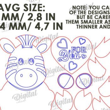 Intra απο ξύλο plywood 3mm-4mm πάχος – Valentine Zebra με καρδιάς Δίασταση  20x20 cm INTRAFABR-114206304 - Image 3