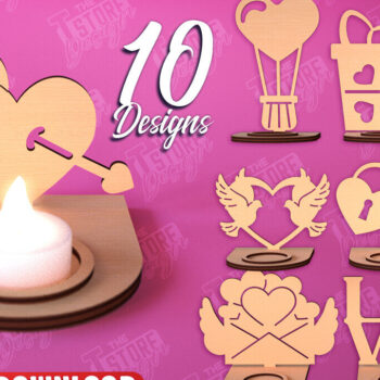 Intra απο ξύλο plywood 3mm-4mm πάχος – Πακέτο για κεριά Αγίου Βαλεντίνου | CNC Δίασταση  20x20 cm INTRAFABR-112523512 - Image 1