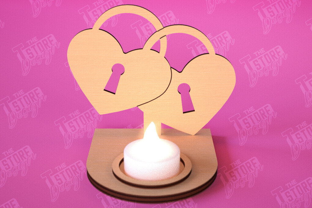 Intra απο ξύλο plywood 3mm-4mm πάχος – Κηροπήγιο Αγίου Βαλεντίνου | Κηροπήγιο Δίασταση  20x20 cm INTRAFABR-112523371