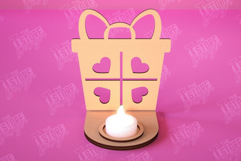 Intra απο ξύλο plywood 3mm-4mm πάχος – Κηροπήγιο Αγίου Βαλεντίνου | Κηροπήγιο Δίασταση  20x20 cm INTRAFABR-112523388