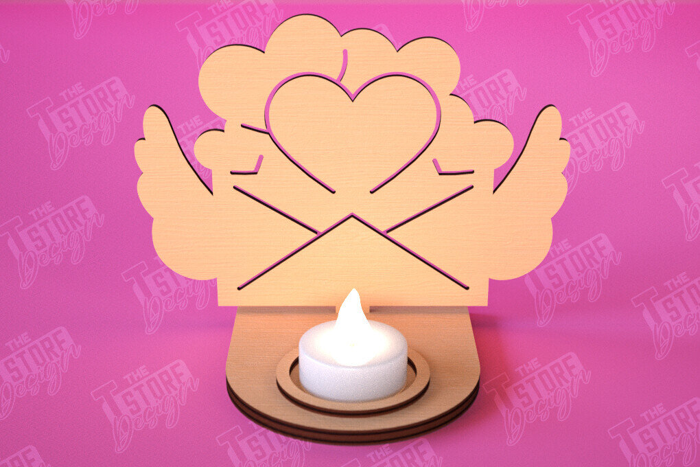 Intra απο ξύλο plywood 3mm-4mm πάχος – Κηροπήγιο Αγίου Βαλεντίνου | Κηροπήγιο Δίασταση  20x20 cm INTRAFABR-112523349