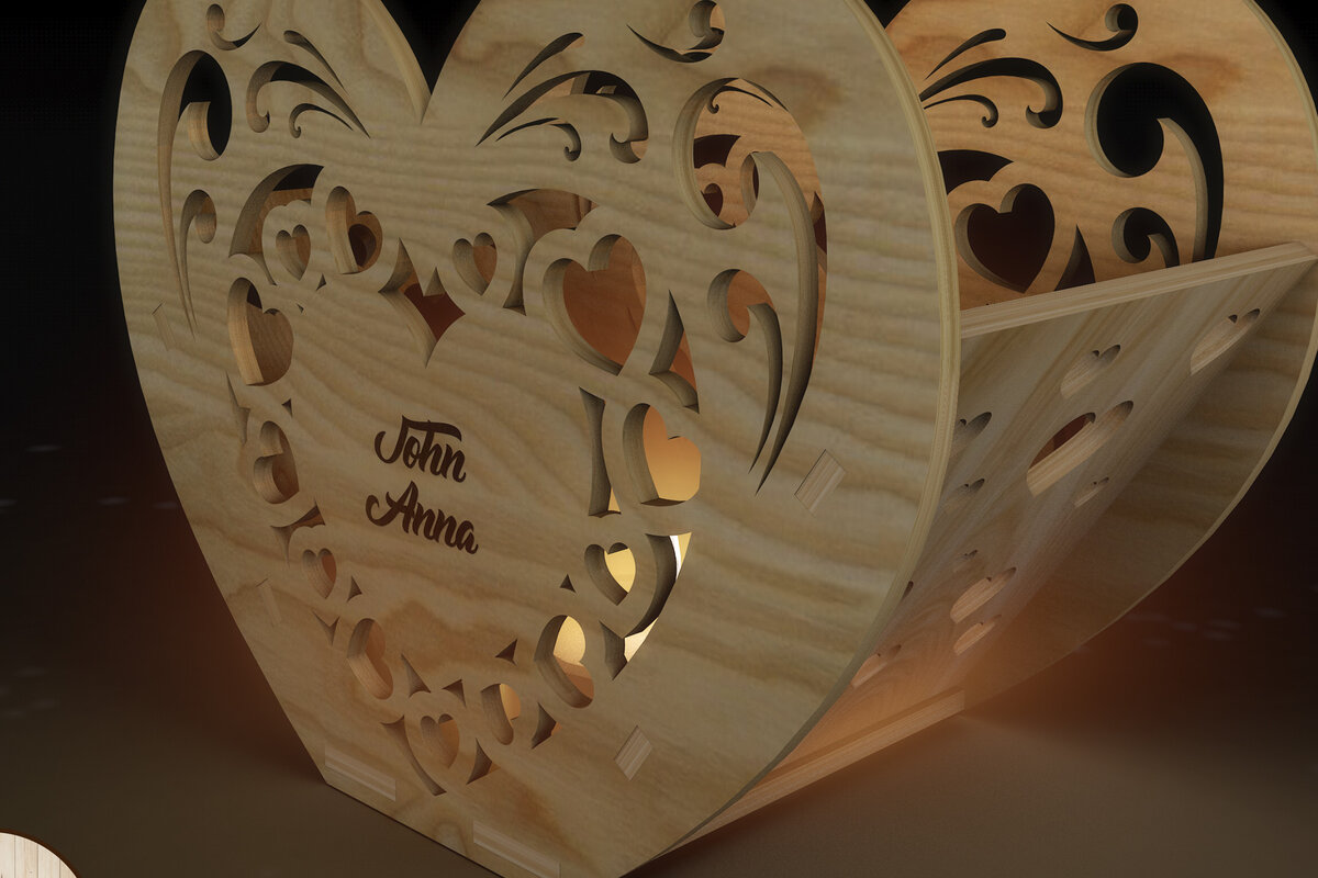 Intra απο ξύλο plywood 3mm-4mm πάχος – ΣΕΤ καρδιών κεριών Valentines Δίασταση  20x20 cm INTRAFABR-58019048