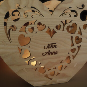 Intra απο ξύλο plywood 3mm-4mm πάχος – ΣΕΤ καρδιών κεριών Valentines Δίασταση  20x20 cm INTRAFABR-58019048 - Image 4