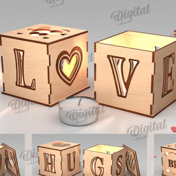 Intra απο ξύλο plywood 3mm-4mm πάχος – Πακέτο λέιζερ για κεριά Αγίου Βαλεντίνου Δίασταση  20x20 cm INTRAFABR-112121534 - Image 1