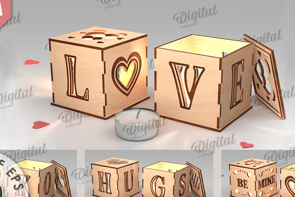 Intra απο ξύλο plywood 3mm-4mm πάχος – Πακέτο λέιζερ για κεριά Αγίου Βαλεντίνου Δίασταση  20x20 cm INTRAFABR-112121534