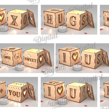 Intra απο ξύλο plywood 3mm-4mm πάχος – Πακέτο λέιζερ για κεριά Αγίου Βαλεντίνου Δίασταση  20x20 cm INTRAFABR-112121534 - Image 2