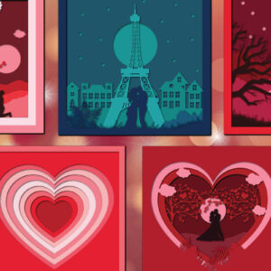 Intra απο ξύλο plywood 3mm-4mm πάχος – Αρχείο 3D Paper Cut Valentine's Couple Δίασταση  20x20 cm INTRAFABR-24197242