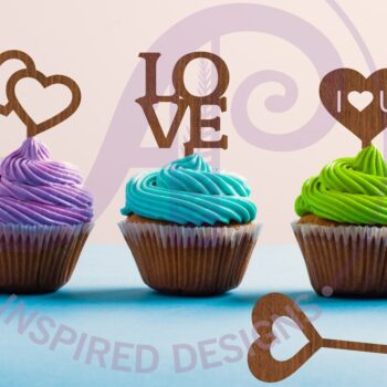 Intra απο ξύλο plywood 3mm-4mm πάχος – Valentines Cupcake Toppers 6 σχεδίων Δίασταση  20x20 cm INTRAFABR-86876342 - Image 1