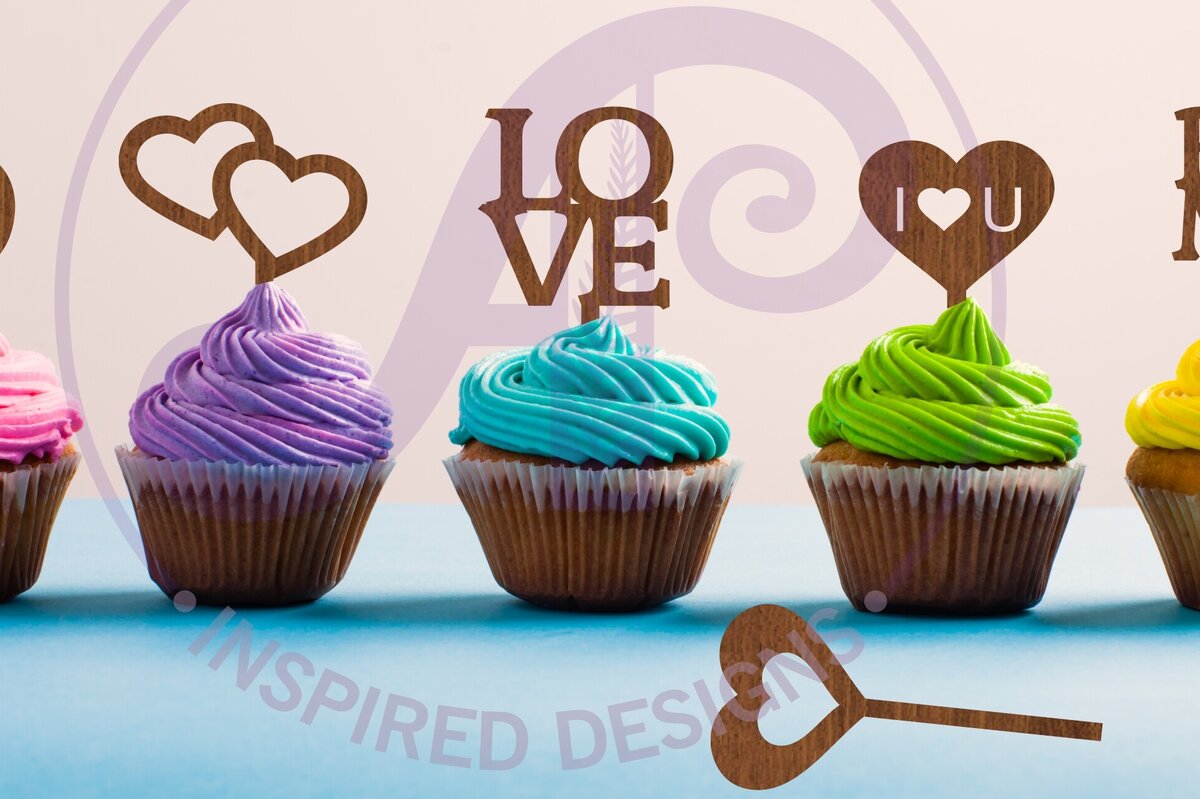 Intra απο ξύλο plywood 3mm-4mm πάχος – Valentines Cupcake Toppers 6 σχεδίων Δίασταση  20x20 cm INTRAFABR-86876342