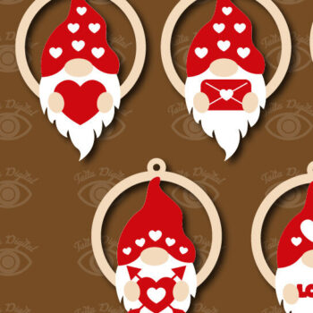 Intra απο ξύλο plywood 3mm-4mm πάχος – Πακέτο με χαριτωμένα σκουλαρίκια Gnome του Αγίου Βαλεντίνου Δίασταση  5x5 cm INTRAFABR-56648170 - Image 1