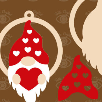 Intra απο ξύλο plywood 3mm-4mm πάχος – Πακέτο με χαριτωμένα σκουλαρίκια Gnome του Αγίου Βαλεντίνου Δίασταση  5x5 cm INTRAFABR-56648170 - Image 2