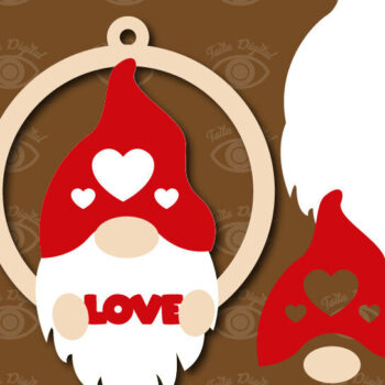 Intra απο ξύλο plywood 3mm-4mm πάχος – Πακέτο με χαριτωμένα σκουλαρίκια Gnome του Αγίου Βαλεντίνου Δίασταση  5x5 cm INTRAFABR-56648170 - Image 3