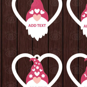 Intra απο ξύλο plywood 3mm-4mm πάχος – Πακέτο με χαριτωμένα σκουλαρίκια Gnome του Αγίου Βαλεντίνου Δίασταση  5x5 cm INTRAFABR-51332593 - Image 2