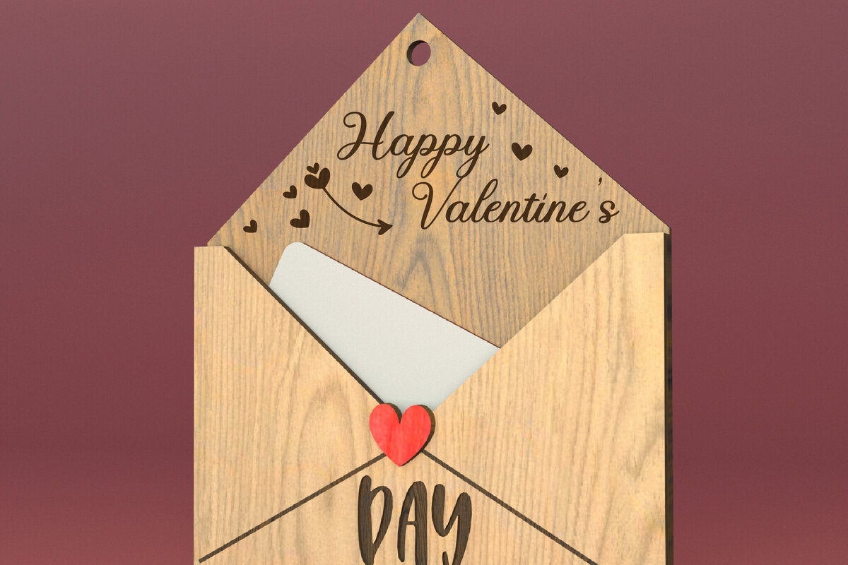 Intra απο ξύλο plywood 3mm-4mm πάχος – Ημέρα του Αγίου Βαλεντίνου. Θήκη 3D δωροκάρτας Δίασταση  20x20 cm INTRAFABR-82897630