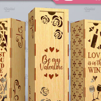 Intra απο ξύλο plywood 3mm-4mm πάχος – Πακέτο 3D Wine Box για την Ημέρα του Αγίου Βαλεντίνου Δίασταση  20x20 cm INTRAFABR-84510885 - Image 1