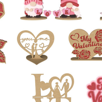 Intra απο ξύλο plywood 3mm-4mm πάχος – Πακέτο 3D ξύλινης διακόσμησης για την ημέρα του Αγίου Βαλεντίνου Δίασταση  20x20 cm INTRAFABR-111650840 - Image 1