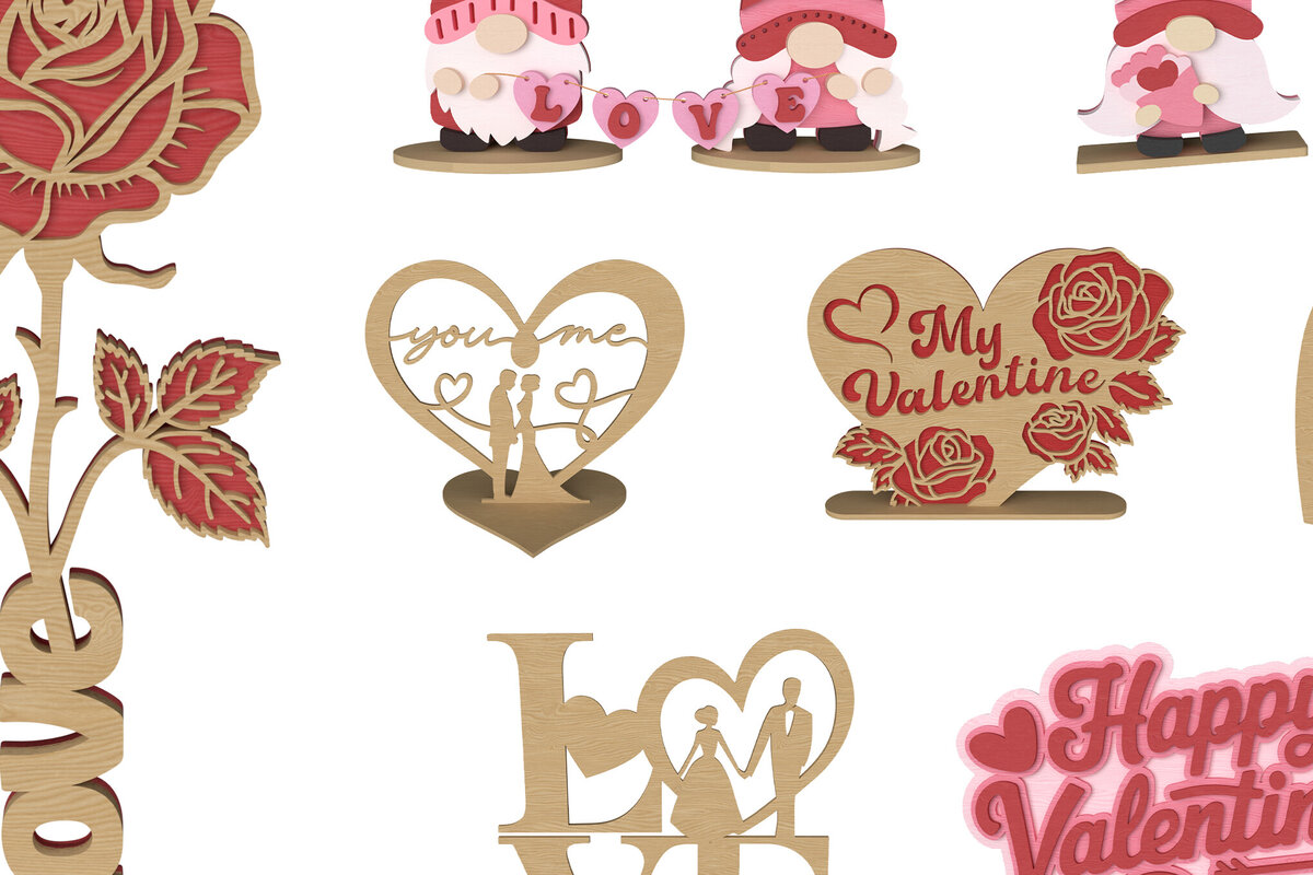 Intra απο ξύλο plywood 3mm-4mm πάχος – Πακέτο 3D ξύλινης διακόσμησης για την ημέρα του Αγίου Βαλεντίνου Δίασταση  20x20 cm INTRAFABR-111650840