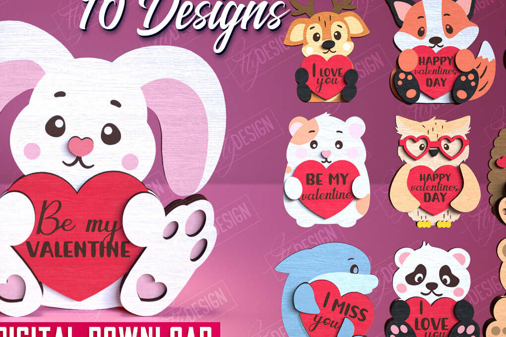 Intra απο ξύλο plywood 3mm-4mm πάχος – Πακέτο ζώων για την Ημέρα του Αγίου Βαλεντίνου | Δώρο Δίασταση  20x20 cm INTRAFABR-113577487