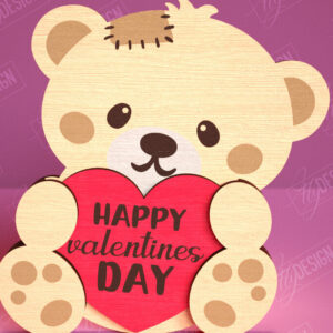 Intra απο ξύλο plywood 3mm-4mm πάχος – Αρκούδα του Αγίου Βαλεντίνου | Ρομαντικό δώρο Δίασταση  20x20 cm INTRAFABR-113577348