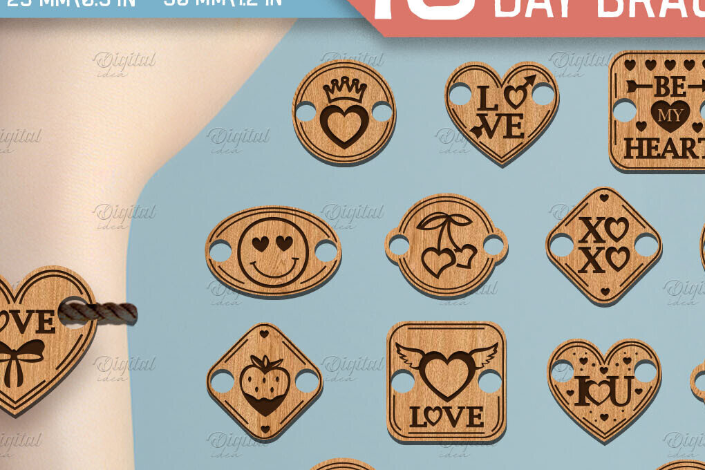 Intra απο ξύλο plywood 3mm-4mm πάχος – Πακέτο λέιζερ βραχιόλι για την ημέρα του Αγίου Βαλεντίνου Δίασταση  20x20 cm INTRAFABR-85708226