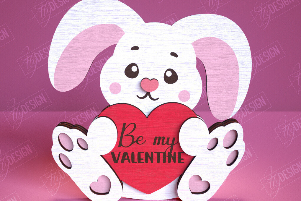 Intra απο ξύλο plywood 3mm-4mm πάχος – Λαγουδάκι του Αγίου Βαλεντίνου | Ρομαντικό δώρο Δίασταση  20x20 cm INTRAFABR-113577336