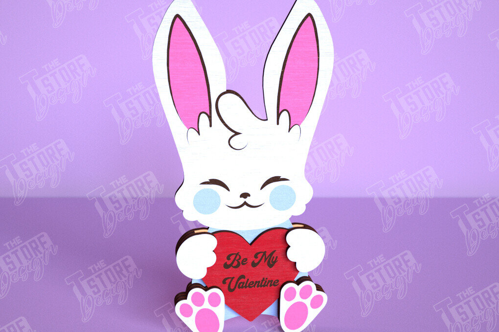 Intra απο ξύλο plywood 3mm-4mm πάχος – Λαγουδάκι του Αγίου Βαλεντίνου | Ρομαντικό δώρο Δίασταση  20x20 cm INTRAFABR-113528532