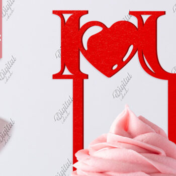 Intra απο ξύλο plywood 3mm-4mm πάχος – Τούρτα για την ημέρα του Αγίου Βαλεντίνου. Αγαπήστε το Δίασταση  20x20 cm INTRAFABR-83943104 - Image 1