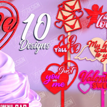 Intra απο ξύλο plywood 3mm-4mm πάχος – Πακέτο Cake Toppers Day του Αγίου Βαλεντίνου |CNC Δίασταση  20x20 cm INTRAFABR-110269493 - Image 1