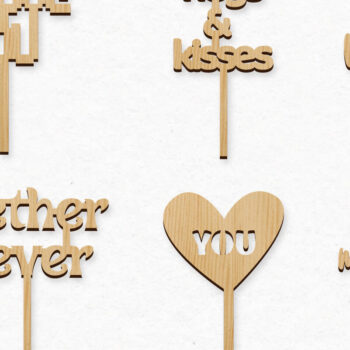 Intra απο ξύλο plywood 3mm-4mm πάχος – Πακέτο Cake Toppers για την Ημέρα του Αγίου Βαλεντίνου Δίασταση  20x20 cm INTRAFABR-59766202 - Image 2