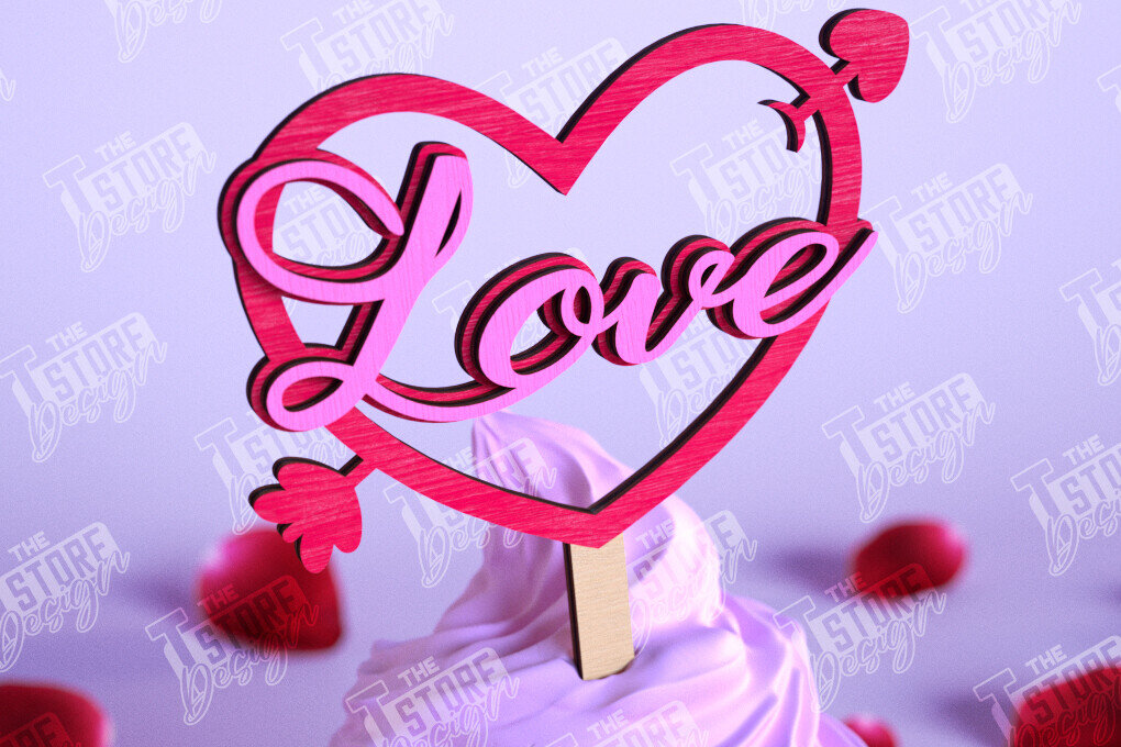 Intra απο ξύλο plywood 3mm-4mm πάχος – Τούρτα για την ημέρα του Αγίου Βαλεντίνου |Διακόσμηση τούρτας Δίασταση  20x20 cm INTRAFABR-110125102