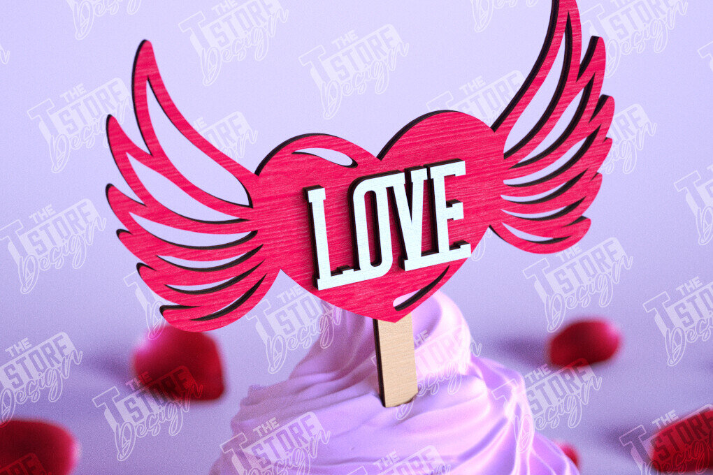 Intra απο ξύλο plywood 3mm-4mm πάχος – Τούρτα για την ημέρα του Αγίου Βαλεντίνου |Διακόσμηση τούρτας Δίασταση  20x20 cm INTRAFABR-110125058