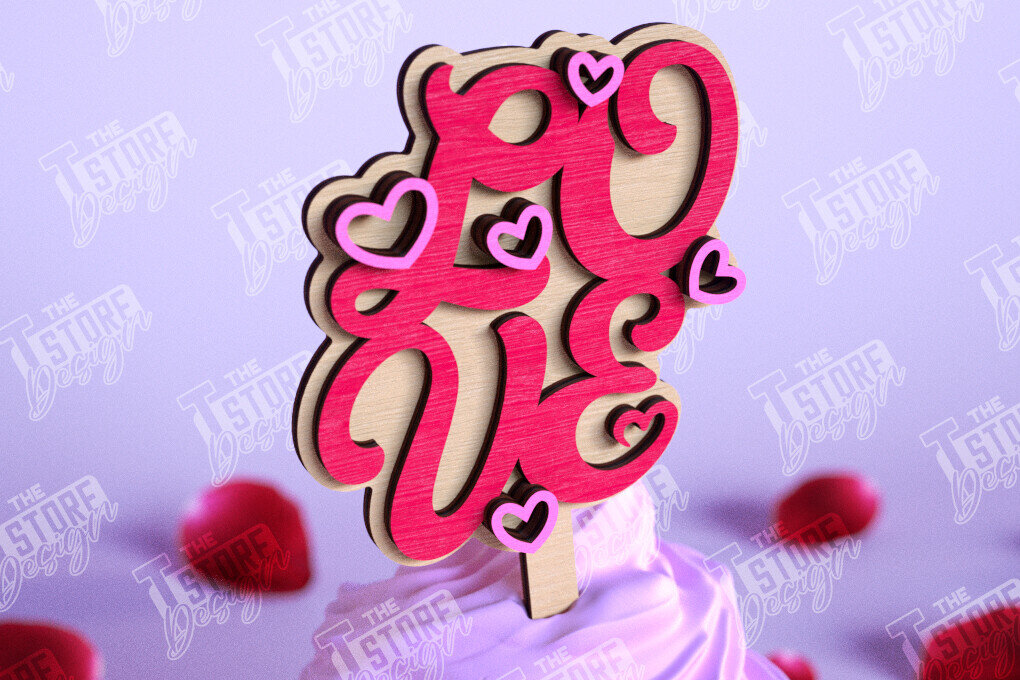 Intra απο ξύλο plywood 3mm-4mm πάχος – Τούρτα για την ημέρα του Αγίου Βαλεντίνου |Διακόσμηση τούρτας Δίασταση  20x20 cm INTRAFABR-110125098