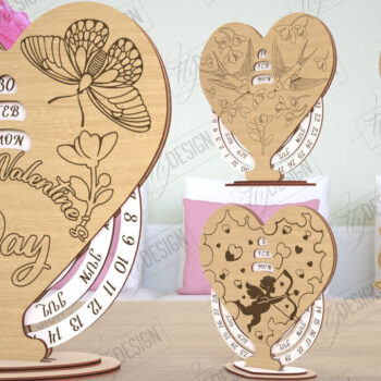 Intra απο ξύλο plywood 3mm-4mm πάχος – Πακέτο κοπής λέιζερ ημερολογίου ημέρας του Αγίου Βαλεντίνου Δίασταση  20x20 cm INTRAFABR-114817011 - Image 1