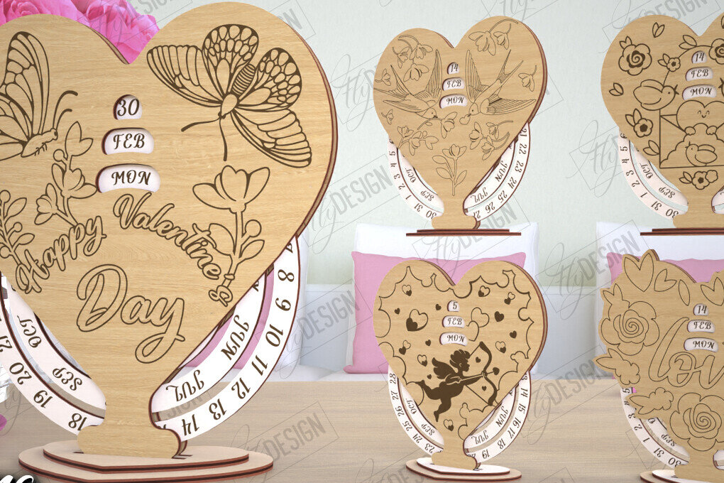 Intra απο ξύλο plywood 3mm-4mm πάχος – Πακέτο κοπής λέιζερ ημερολογίου ημέρας του Αγίου Βαλεντίνου Δίασταση  20x20 cm INTRAFABR-114817011