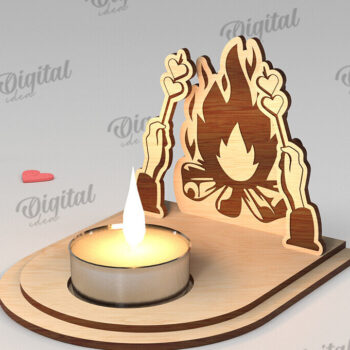 Intra απο ξύλο plywood 3mm-4mm πάχος – Κηροπήγιο για την Ημέρα του Αγίου Βαλεντίνου Δίασταση  20x20 cm INTRAFABR-113448986 - Image 1