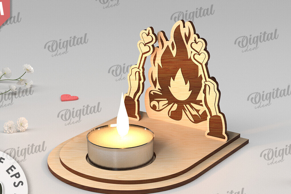 Intra απο ξύλο plywood 3mm-4mm πάχος – Κηροπήγιο για την Ημέρα του Αγίου Βαλεντίνου Δίασταση  20x20 cm INTRAFABR-113448986