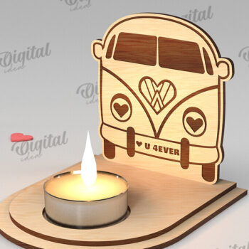 Intra απο ξύλο plywood 3mm-4mm πάχος – Κηροπήγιο για την Ημέρα του Αγίου Βαλεντίνου Δίασταση  20x20 cm INTRAFABR-113449019 - Image 1