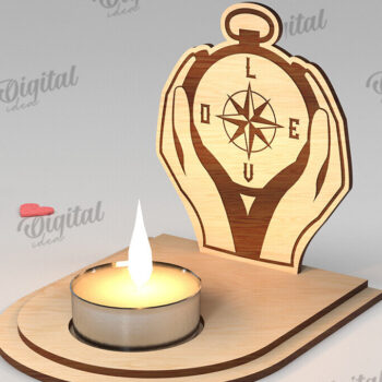 Intra απο ξύλο plywood 3mm-4mm πάχος – Κηροπήγιο για την Ημέρα του Αγίου Βαλεντίνου Δίασταση  20x20 cm INTRAFABR-113448816 - Image 1