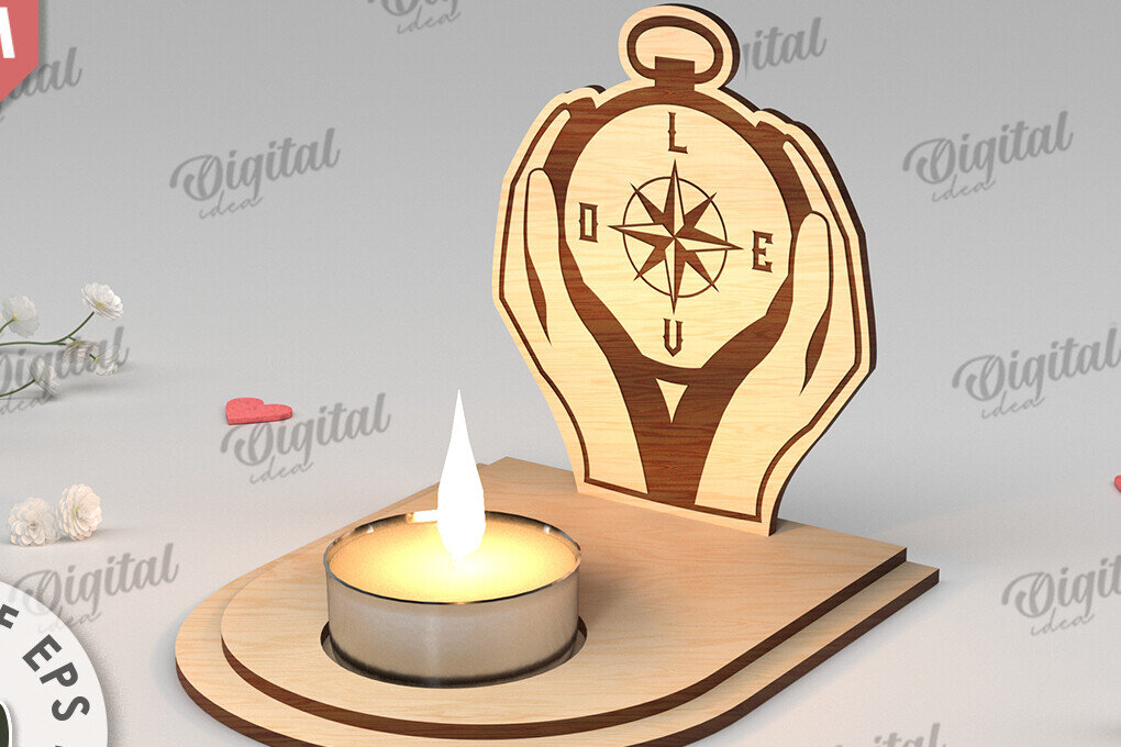 Intra απο ξύλο plywood 3mm-4mm πάχος – Κηροπήγιο για την Ημέρα του Αγίου Βαλεντίνου Δίασταση  20x20 cm INTRAFABR-113448816