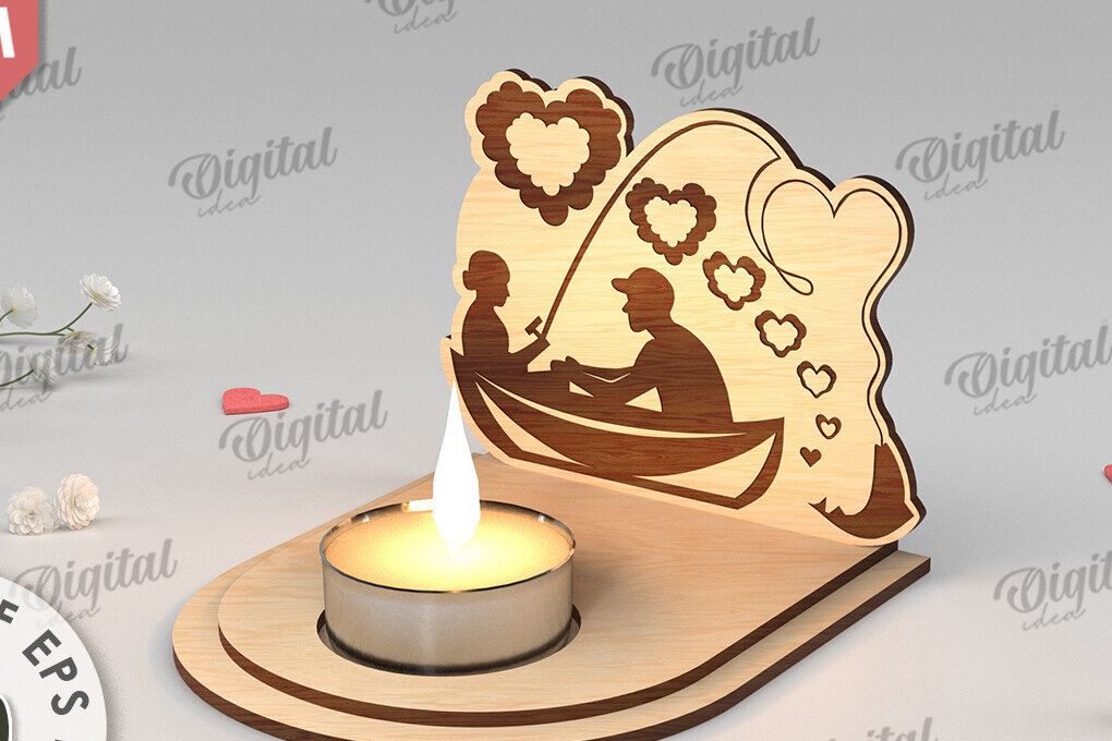 Intra απο ξύλο plywood 3mm-4mm πάχος – Κηροπήγιο για την Ημέρα του Αγίου Βαλεντίνου Δίασταση  20x20 cm INTRAFABR-113448856