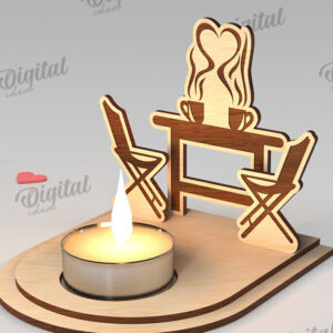 Intra απο ξύλο plywood 3mm-4mm πάχος – Κηροπήγιο για την Ημέρα του Αγίου Βαλεντίνου Δίασταση  20x20 cm INTRAFABR-113448894