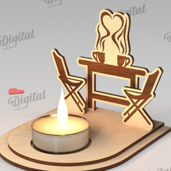 Intra απο ξύλο plywood 3mm-4mm πάχος – Κηροπήγιο για την Ημέρα του Αγίου Βαλεντίνου Δίασταση  20x20 cm INTRAFABR-113448894 - Image 1