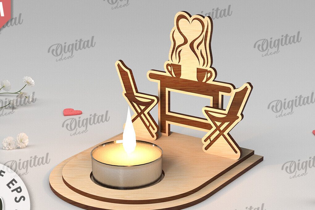 Intra απο ξύλο plywood 3mm-4mm πάχος – Κηροπήγιο για την Ημέρα του Αγίου Βαλεντίνου Δίασταση  20x20 cm INTRAFABR-113448894