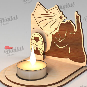 Intra απο ξύλο plywood 3mm-4mm πάχος – Κηροπήγιο για την Ημέρα του Αγίου Βαλεντίνου Δίασταση  20x20 cm INTRAFABR-113448937 - Image 1