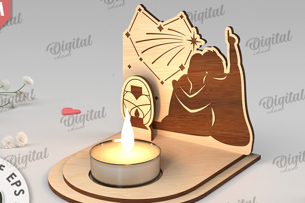 Intra απο ξύλο plywood 3mm-4mm πάχος – Κηροπήγιο για την Ημέρα του Αγίου Βαλεντίνου Δίασταση  20x20 cm INTRAFABR-113448937