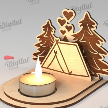 Intra απο ξύλο plywood 3mm-4mm πάχος – Κηροπήγιο για την Ημέρα του Αγίου Βαλεντίνου Δίασταση  20x20 cm INTRAFABR-113448961 - Image 1