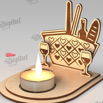 Intra απο ξύλο plywood 3mm-4mm πάχος – Κηροπήγιο για την Ημέρα του Αγίου Βαλεντίνου Δίασταση  20x20 cm INTRAFABR-113448975 - Image 1