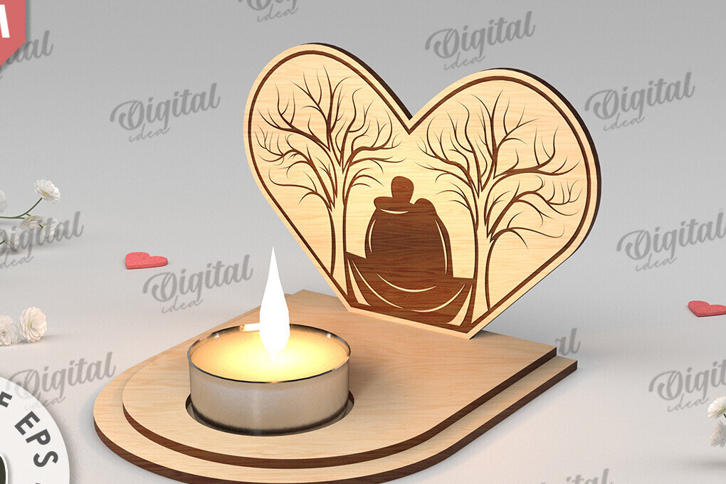 Intra απο ξύλο plywood 3mm-4mm πάχος – Κηροπήγιο για την Ημέρα του Αγίου Βαλεντίνου Δίασταση  20x20 cm INTRAFABR-113448736