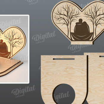 Intra απο ξύλο plywood 3mm-4mm πάχος – Κηροπήγιο για την Ημέρα του Αγίου Βαλεντίνου Δίασταση  20x20 cm INTRAFABR-113448736 - Image 2